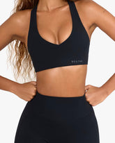 BO&TEE SOFT ACTIVE V-NECK SPORTS BRA 'WITH LOVE EDIT' BLACK